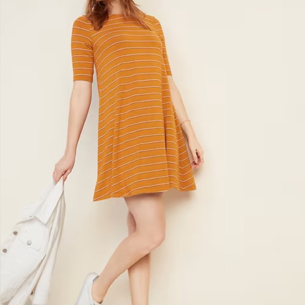 Old navy Striped Mustard Swing Dress